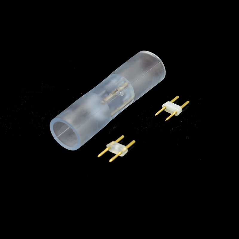 Round 16mm straight line shape High Voltage Bifurcation fast connectors With 2 Copper 2-Pins For LED neon Strip Ligths